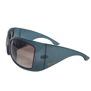 Vintage 2007 Gucci Wrap Sunglasses Y2K Teal Oversized Logo Square Gradient Italy